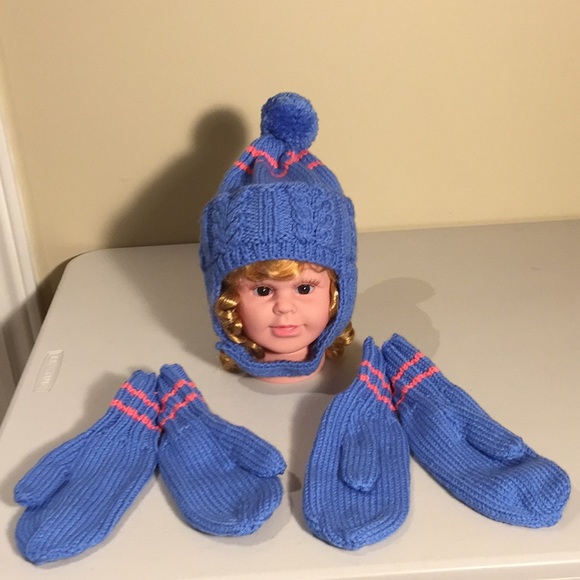 Hand Knit Child's Winter Hat + 2 Pairs Mittens - Picture 11 of 15